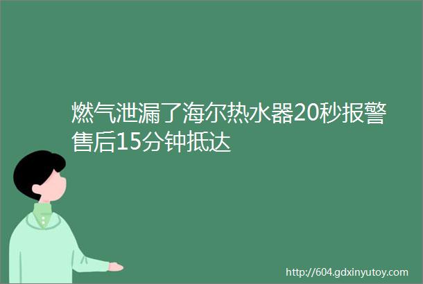 燃气泄漏了海尔热水器20秒报警售后15分钟抵达